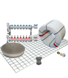 Draadstaal vloerverwarming set met RVS verdeler